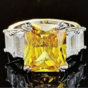 Elegant Rectangle Zircon Yellow Ring